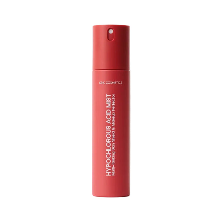 KrX Hypochlorous Acid Mist, a professional-grade Korean antimicrobial facial spray used as a skin-calming primer and setting spray.
