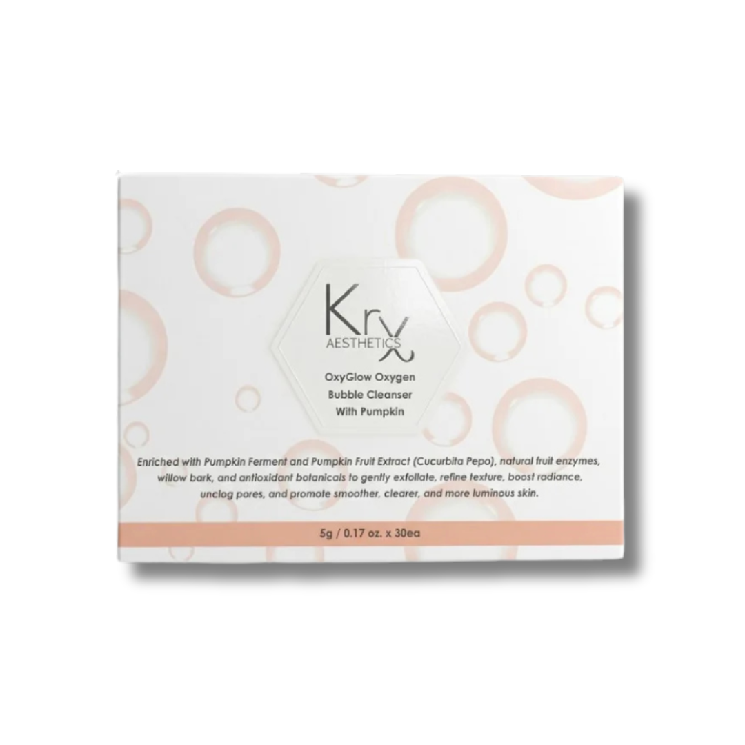 KrX OxyGlow Pumpkin Bubble Cleanser box of 30 single use sachet packs