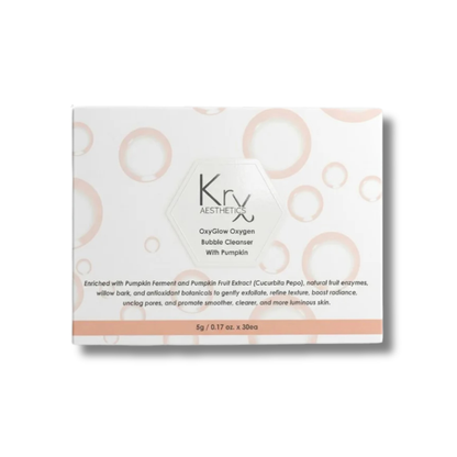 KrX OxyGlow Pumpkin Bubble Cleanser box of 30 single use sachet packs