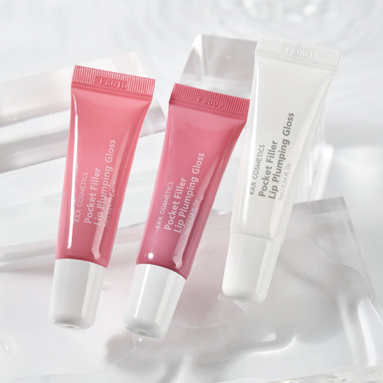 The KrX Pocket Filler Gloss; a needle-free k-beauty lip plumping alternative featuring SenseHot™ technology for a gentle warming sensation and immediate lip expansion.