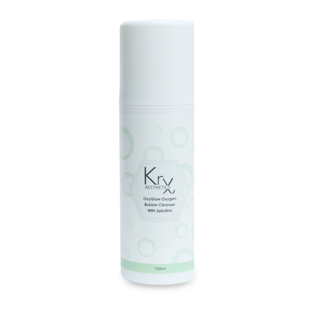 Purify dull, tired skin with KrX OxyGlow Spirulina Bubble Cleanser, an oxygen-rich solution for an instant healthy glow.