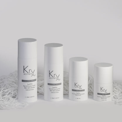 The KrX Youthplex Face Lift System; a comprehensive Korean skincare contouring solution that solves skin laxity and provides a visible lifting effect through daily peptide layering.