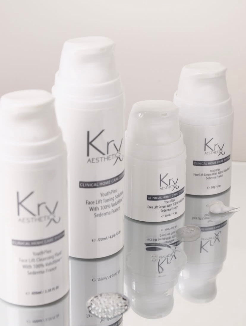 Liquid silk texture of KrX Aesthetics Youthplex Serum; a clinical Korean anti-aging solution that solves cellular-level thinning and crepey skin texture with professional-grade Copper Tripeptide-1.