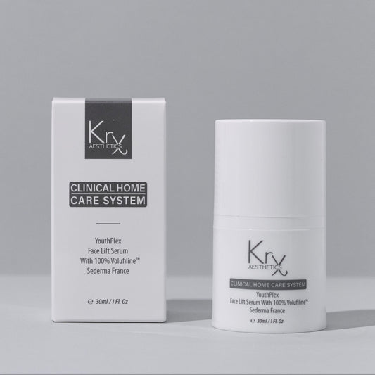 Concentrated Youthplex Face Lift Serum; a topical filler alternative that solves hollowing under eyes and loss of cheek volume by restoring natural skin density with Volufiline™