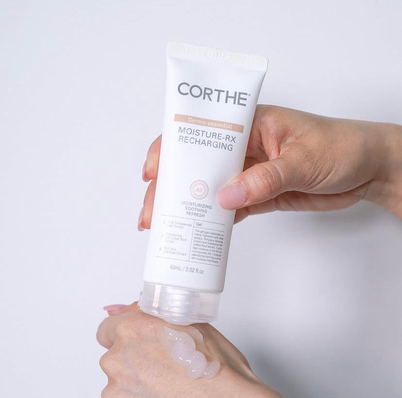 Refreshing hydration for hot climates: Using the Corthe Korean Recharging Cream to cool skin on contact and provide oil-free moisture that won't melt off in the heat.