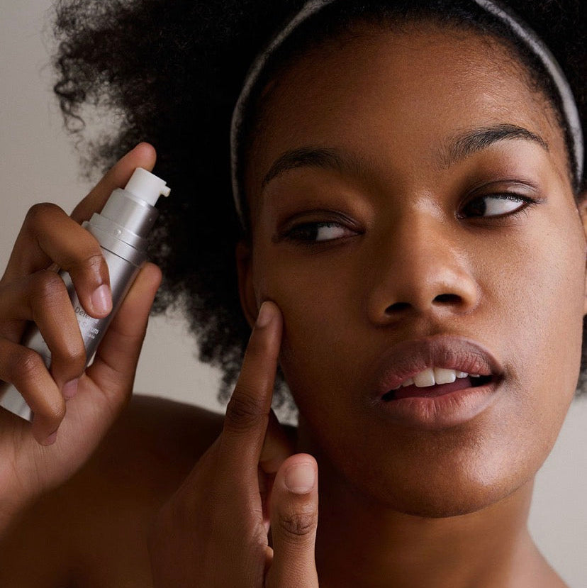 Clinical-grade treatment for PIH in melanin-rich skin using KrX Mela Défense to safely regulate melanin without over-lightening surrounding skin.