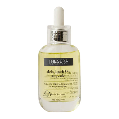 Thesera Mela Touch On Brightening Ampoule bottle — 10% PHA complex and Glutathione serum to fade dark spots and even skin tone without redness.