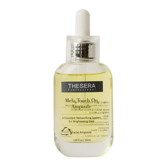 Thesera Mela Touch On Brightening Ampoule bottle — 10% PHA complex and Glutathione serum to fade dark spots and even skin tone without redness.