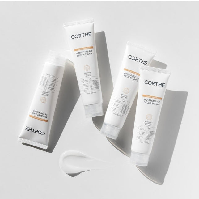 Lightweight, oil-free texture of the Corthe Recharging Cream; an acne-safe gel formula that absorbs instantly to fix dehydration in oily and sensitive skin.