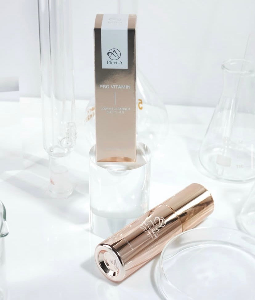 Pfect-A Pro Vitamin Cleanser featuring NMN and a complete B-Vitamin complex; a nutritive solution that solves "skin depletion" by infusing the skin with NAD+ precursors and 8 essential vitamins during the very first step of your Korean skincare routine.
