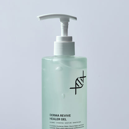 Dermathod Derma Revive Healer Gel featuring Centella Asiatica and Amino Ceramides to visibly reduce redness and strengthen the skin barrier.