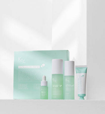 KrX Cica Recovery Bundle four-step Korean Cica barrier repair routine for post-procedure recovery redness reduction and barrier strengthening.