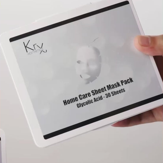 Close-up video showing the high serum-to-mask ratio of KrX Home Care Masks, highlighting the liquid-soluble brightening essence designed to penetrate follicles and refine skin texture.