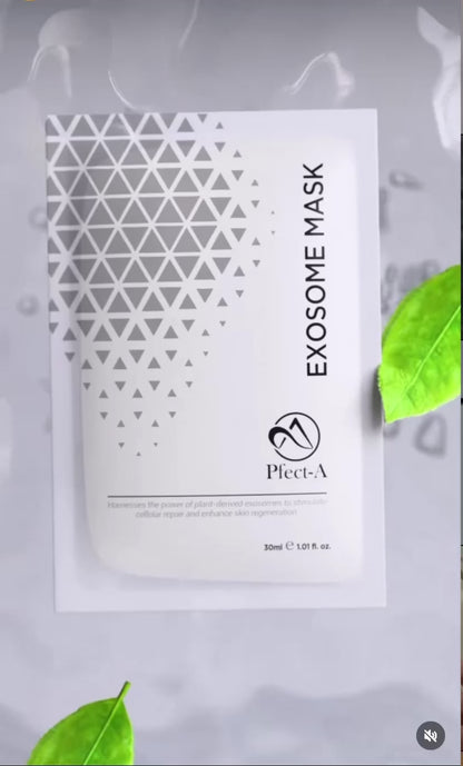 Pfect-A Exosome Sheet Mask cooling and healing the skin barrier immediately after inflammation, providing professional-grade results at home.