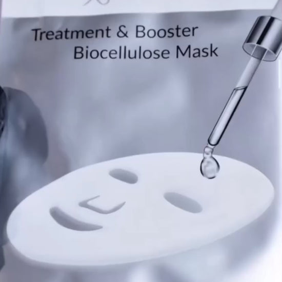 The clinical solution for skin heat:  KrX Booster Mask being applied to instantly pull heat from the skin and deliver a concentrated anti-inflammatory complex to shorten downtime and prevent rebound redness.