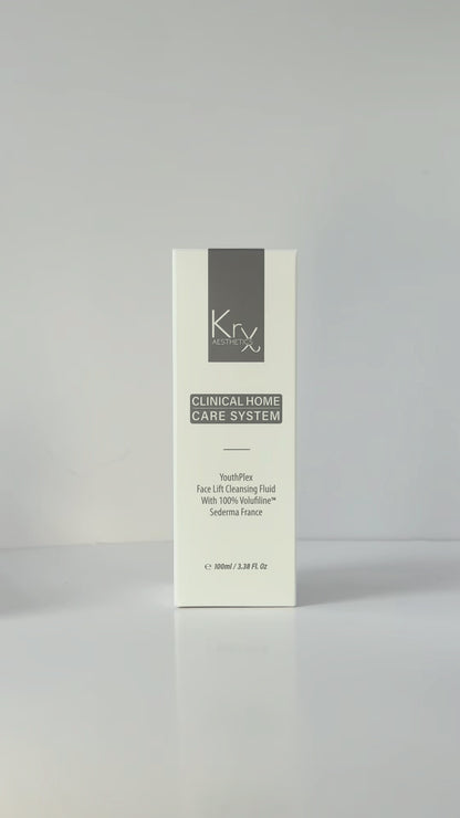 KrX Korean Youthplex Face Lift Line video demonstration showing the clinical home care system designed for non-invasive facial contouring and volume restoration.