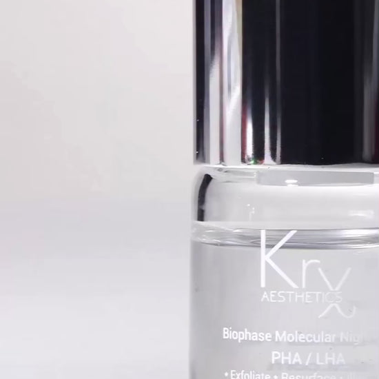 Applying the lightweight, non-stinging KrX Biophase Night Peel; a barrier-safe Korean skincare overnight treatment for smooth skin texture.