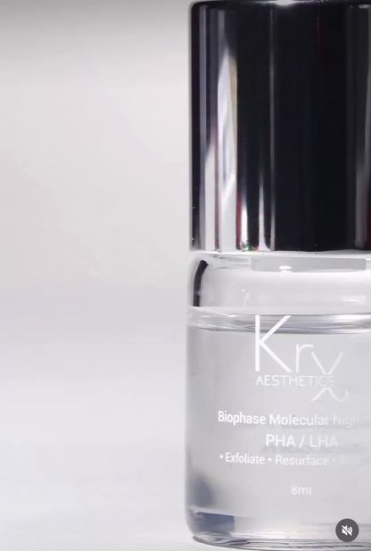 Applying the lightweight, non-stinging KrX Biophase Night Peel; a barrier-safe Korean skincare overnight treatment for smooth skin texture.