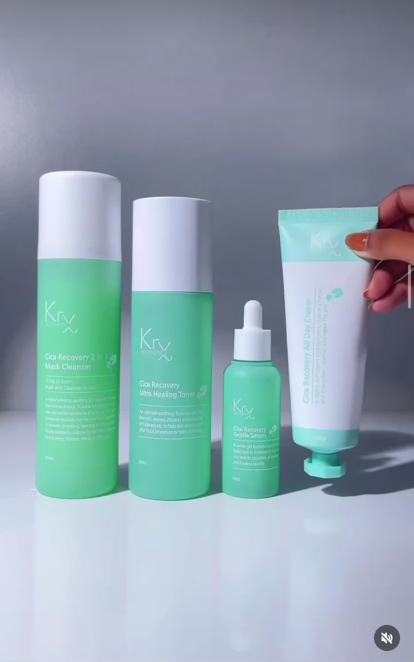 Solving friction-induced breakouts: The fermented Soybean Extract in KrX Cica Recovery Serum balances the skin microbiome to prevent 'maskne' and calm inflammation from physical skin contact.
