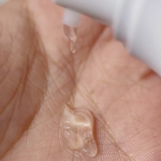 Video of KrX Glow Gel Cleanser being dispensed in double cleanse routine; a pH-balanced, fruit-enzyme solution that solves the problem of "incomplete cleaning" by sweeping away final residues to leave skin oxygenated and ready for glass-skin treatments.