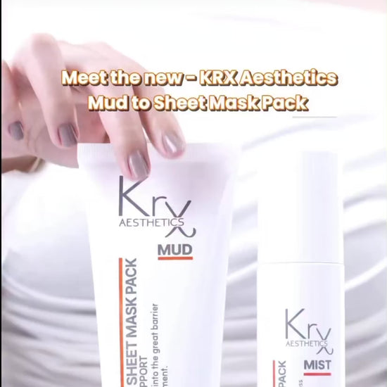 Clinical demonstration of the KrX Mud to Sheet Mask protocol; a professional-grade detox ritual that delivers 8-form Hyaluronic Acid deep into the pores.
