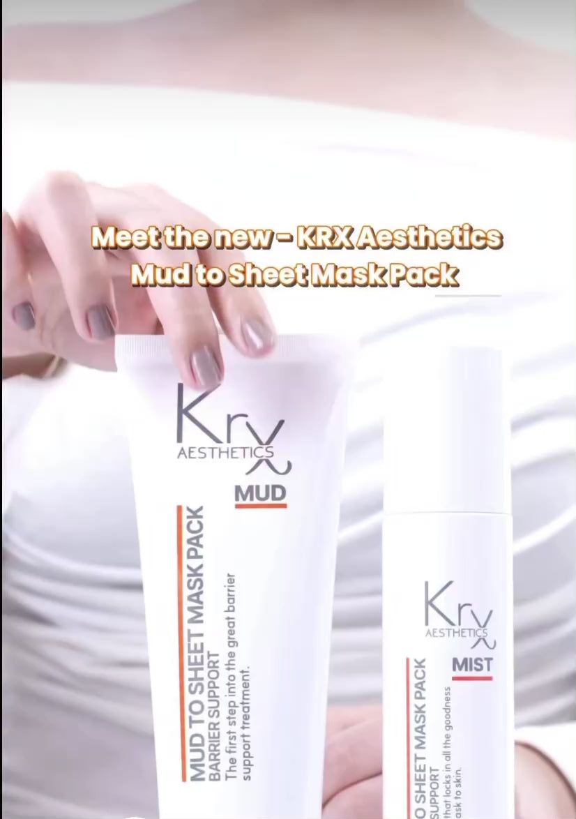 Clinical demonstration of the KrX Mud to Sheet Mask protocol; a professional-grade detox ritual that delivers 8-form Hyaluronic Acid deep into the pores.