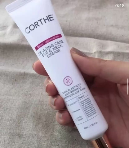 Reduce morning puffiness and brighten tired eyes with the lightweight, fast-absorbing Korean Corthe De-Aging Eye + Neck treatment.
