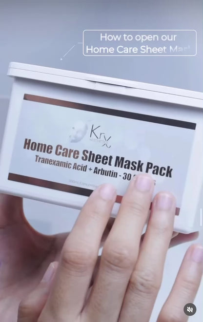 Step-by-step tutorial for applying a KrX Home Care sheet mask, highlighting the cooling, protective barrier that delivers calming botanicals like Centella to speed up skin recovery and soothe inflammation.