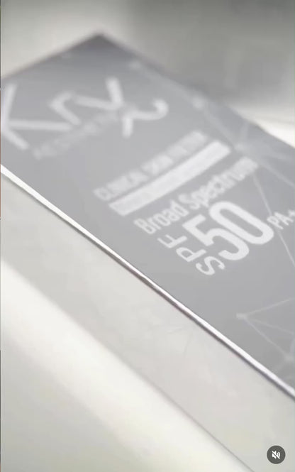 Applying KrX Clinical Skin Filter to the face; a refined Korean glow solution that solves "sunscreen-greasiness" by blurring pores and evening skin tone, leaving a radiant yet smooth finish that mimics a digital skin filter.