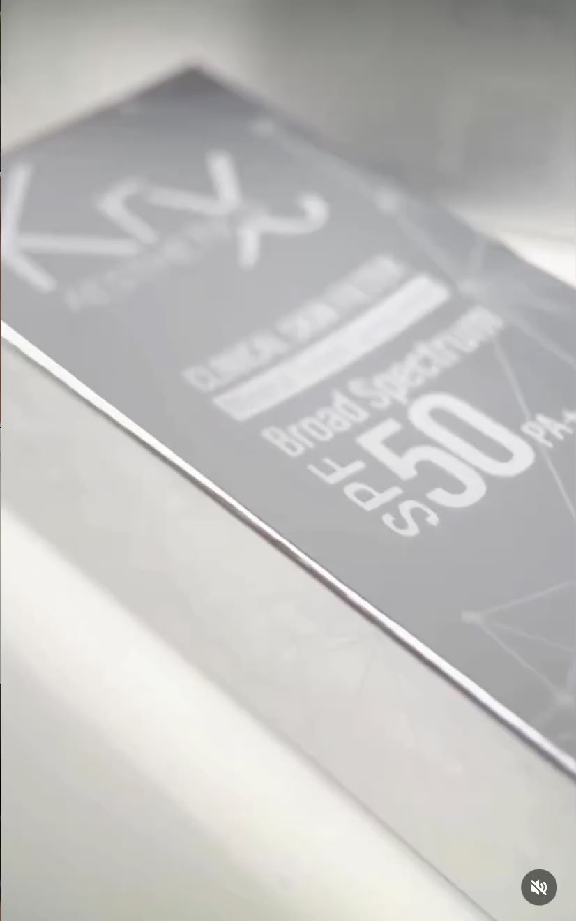 Applying KrX Clinical Skin Filter to the face; a refined Korean glow solution that solves "sunscreen-greasiness" by blurring pores and evening skin tone, leaving a radiant yet smooth finish that mimics a digital skin filter.