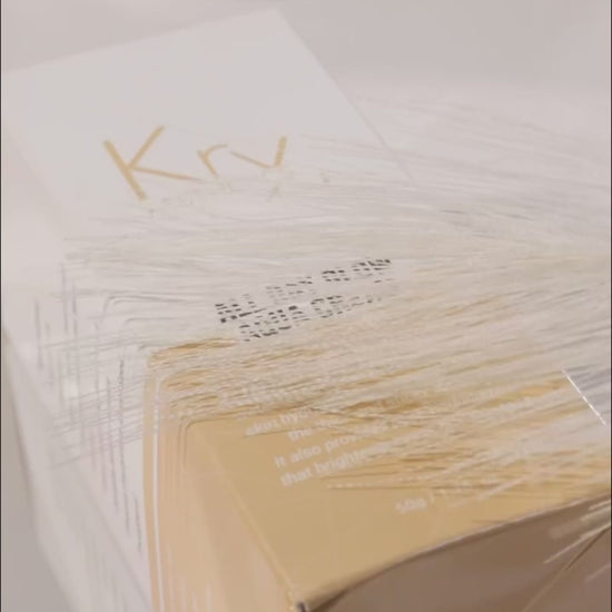 Final steps of the KrX Deluxe Glow Bundle routine featuring the weightless AquaGel Cream for a protected, high-shine Korean glass skin finish.