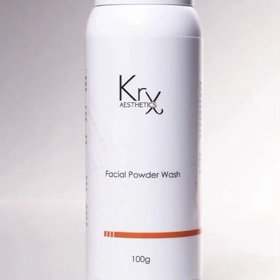 Close-up of the KrX Cocoa Powder texture, highlighting the real Korean cocoa extract that gives this professional cleanser its warm, delicious scent without synthetic fragrances.