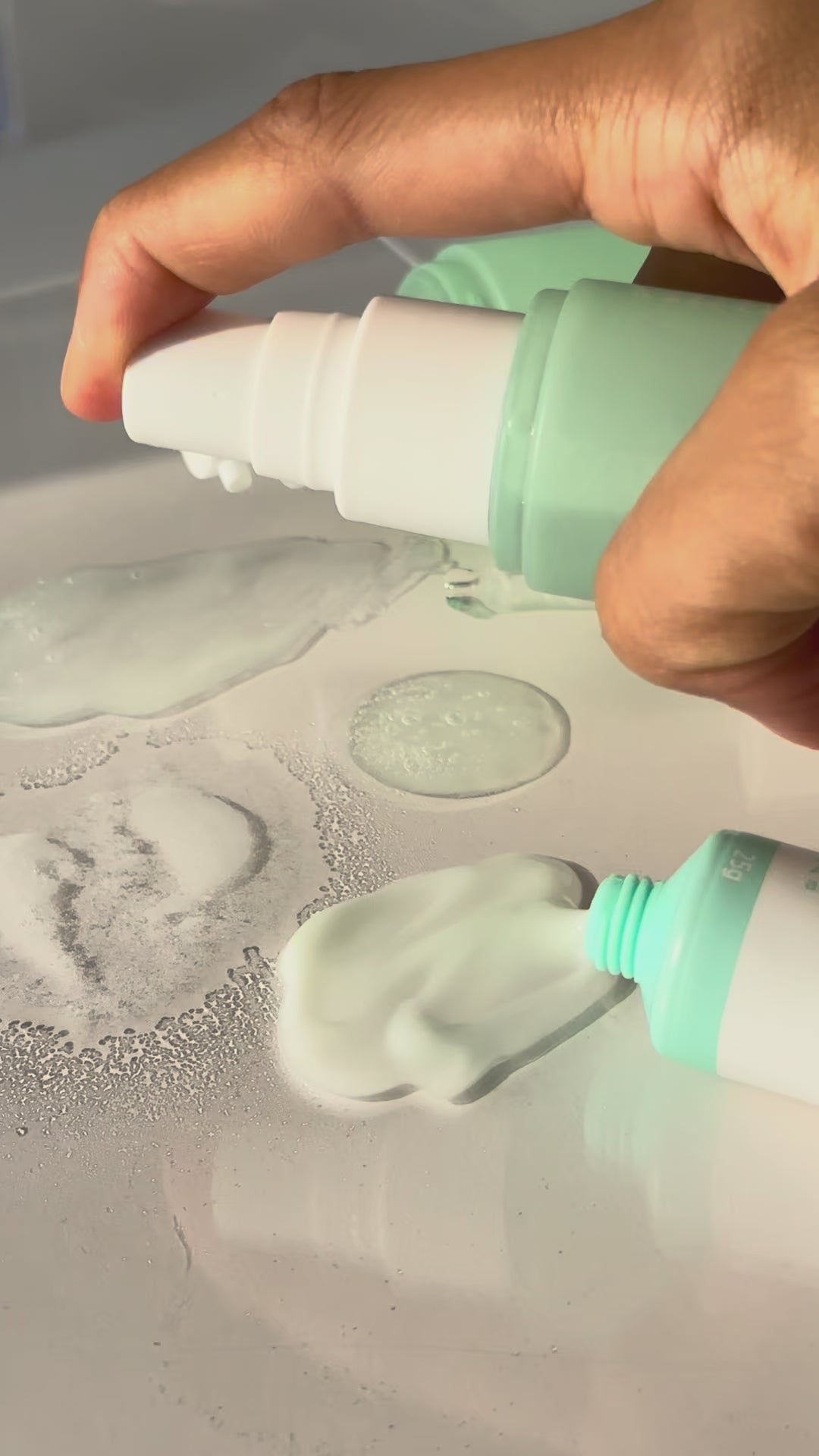 A step-by-step demonstration of the KrX Korean Cica Recovery routine on inflamed, sensitive skin, showing the immediate calming effect of the Centella-rich cleanser, toner, serum, and cream.
