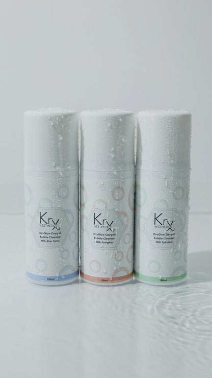 Video of KrX OxyGlow Bubble Cleanser for acne-prone skin; an anti-inflammatory solution that solves "breakout-irritation" by using a gentle, non-stripping foam to purify pores and reduce acne-related redness.
