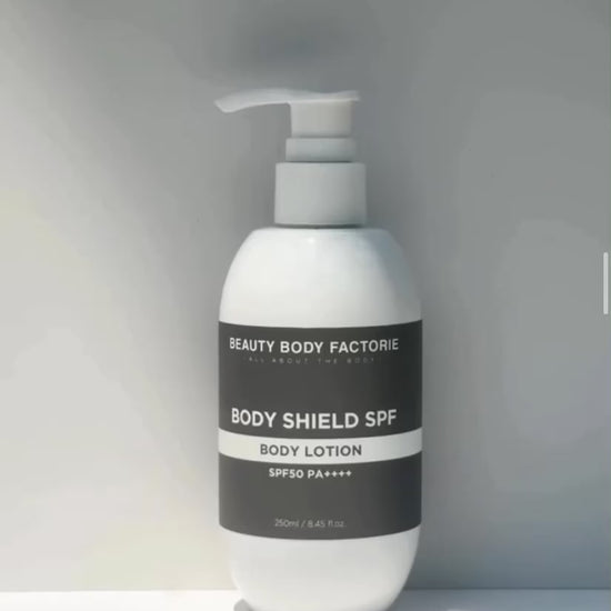 Korean Body Sunscreen SPF 50 for sensitive skin; featuring Niacinamide and Panthenol to brighten and calm sun-exposed skin during daily wear.