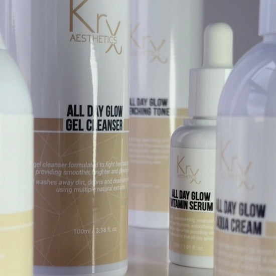 Video demonstration of the 5-step KrX Deluxe Glow Bundle, a comprehensive Korean clinical routine designed to build authentic glass skin through barrier health.