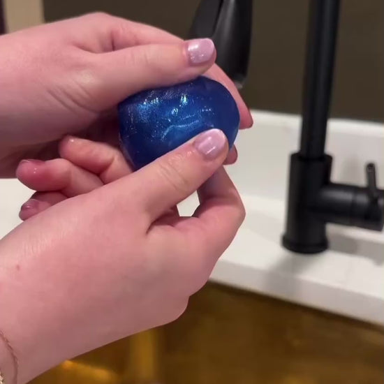 Video comparing the Azulene Bouncy Ball Soap for sensitive calming vs. the PDRN Bouncy Ball Soap for cellular restoration; two professional Korean body solutions for different skin needs.