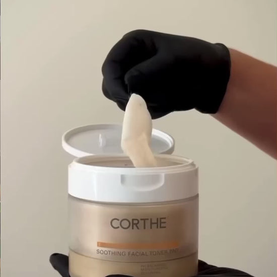Professional Corthe Korean toner pads designed to provide instant cooling relief and reduce redness for skin recovering from laser treatments or chemical peels.