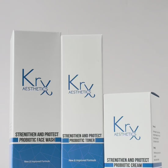 Video demonstration of the KrX Strengthen + Protect system; a restorative Korean skincare solution for compromised skin that solves the problem of flare-ups caused by harsh, high-pH cleansers.