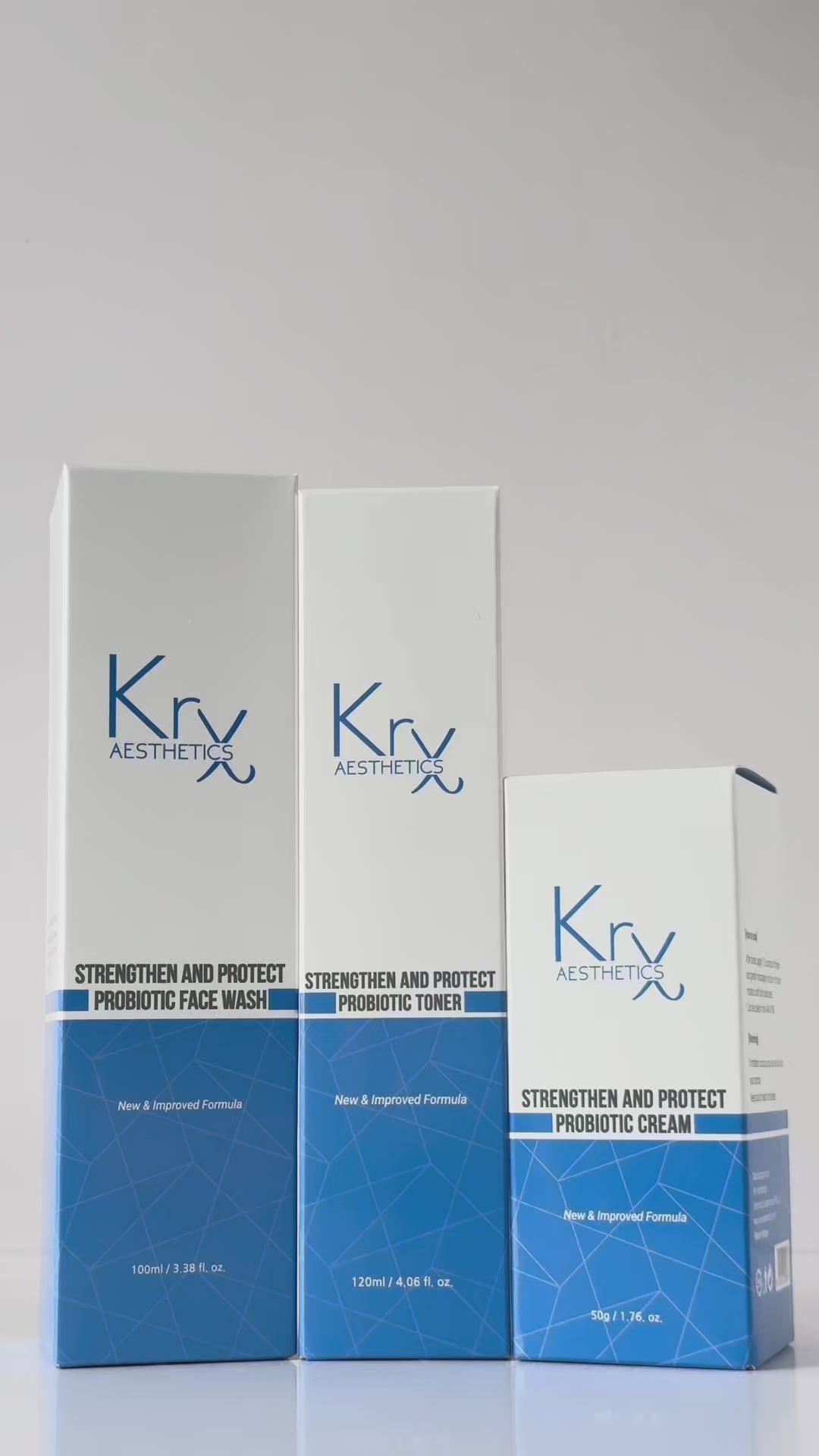 Video demonstration of the KrX Strengthen + Protect system; a restorative Korean skincare solution for compromised skin that solves the problem of flare-ups caused by harsh, high-pH cleansers.