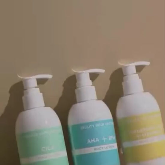 Daily K-beauty body routine for glowing skin and treating uneven skin tone with clinical actives; Beauty Body Factorie