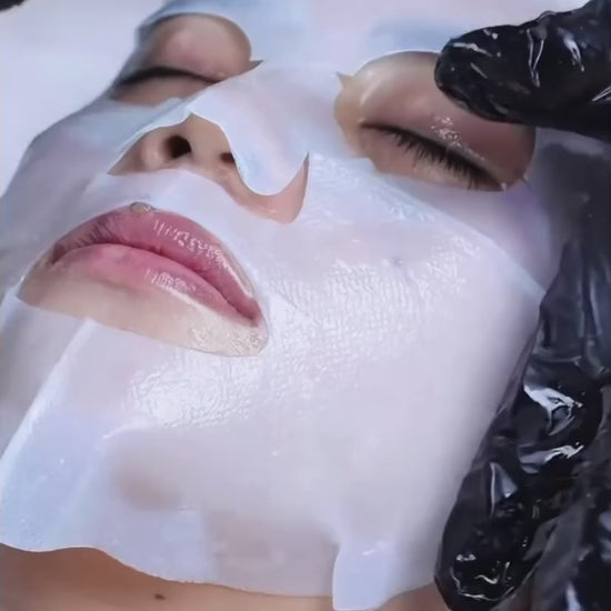 Watch the professional application of the KrX Biocellulose Mask, demonstrating how the second-skin material eliminates air pockets to ensure 100% of the Hyaluronic Acid and Cica serum is absorbed into the skin.