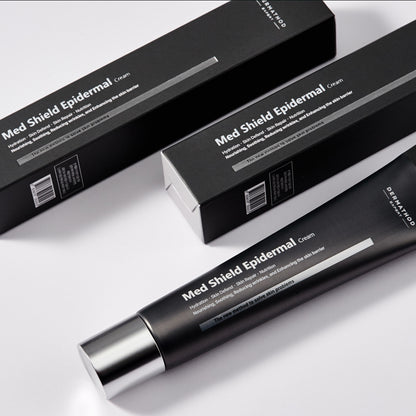 Dermathod Med Shield, a silicone-free Korean moisturizer formulated with five types of hyaluronic acid and peptides for deep epidermal hydration.