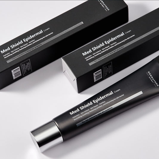 Dermathod Med Shield, a silicone-free Korean moisturizer formulated with five types of hyaluronic acid and peptides for deep epidermal hydration.