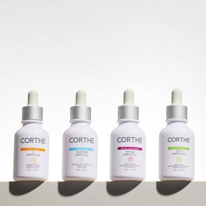 Professional-grade Corthe Bifida Ampoules featuring Niacinamide and Licorice Root for targeted hyperpigmentation correction and skin strengthening.