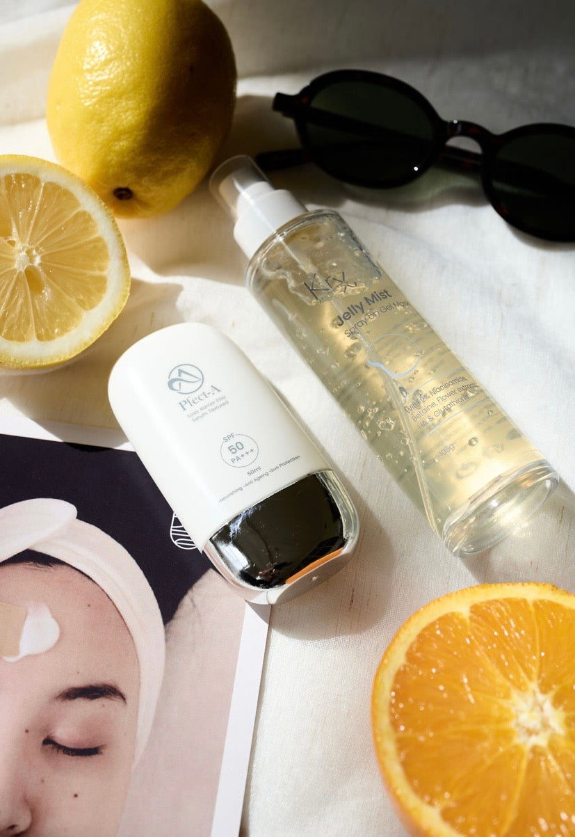 Professional Korean Spring Reset skincare routine featuring KrX Jelly Mist Spray-On Gel Mask. A curated esthetician-grade ritual to clear winter buildup and restore a radiant glass-skin glow for sensitive skin types.