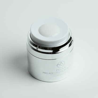 Pfect-A Spider Web Cream presented with its key botanical actives, including apple stem cells and lotus leaf extract for advanced antioxidant protection and skin longevity.