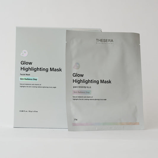 Thesera Glow Highlighting Mask 10-Pack Korean sheet mask with Glutathione and Melatonin for glass skin glow