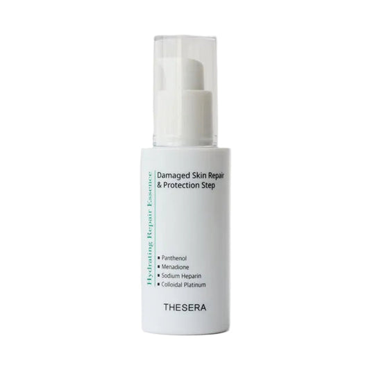 Thesera Hydrating Repair Essence, a professional Korean barrier repair serum with Dexpanthenol and Colloidal Platinum to heal stinging, irritated skin.