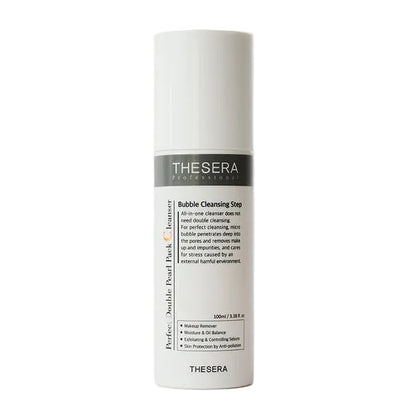 Thesera Perfect Double Pearl Pack Cleanser, a Korean one-step bubble cleanser designed to clear pores and replace the double cleansing routine.